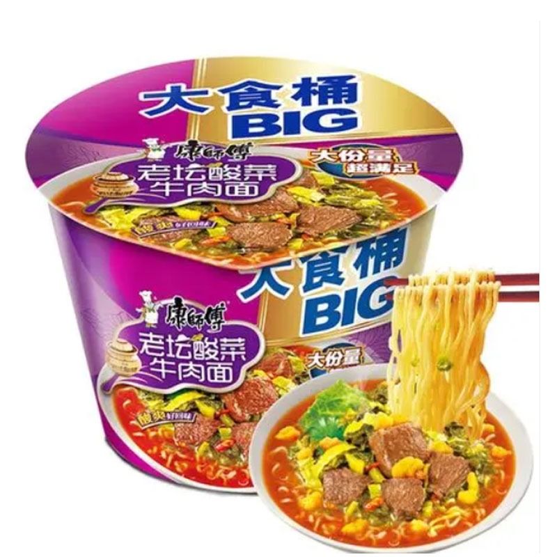 康师傅 大食桶老坛酸菜牛肉面 137g/桶