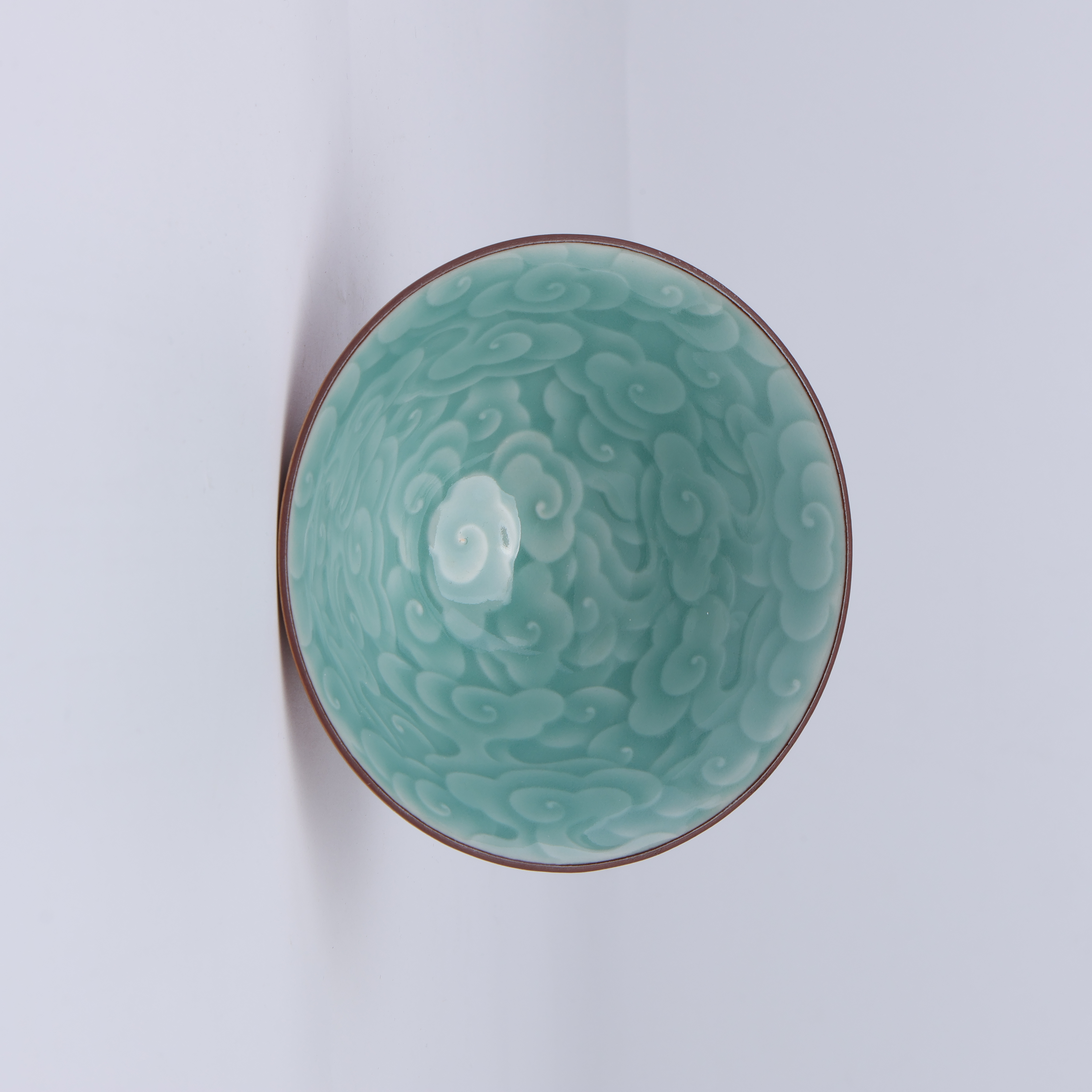 【梵山暮云】玫瑰粉珐琅釉 祥云斗笠杯 75cc st