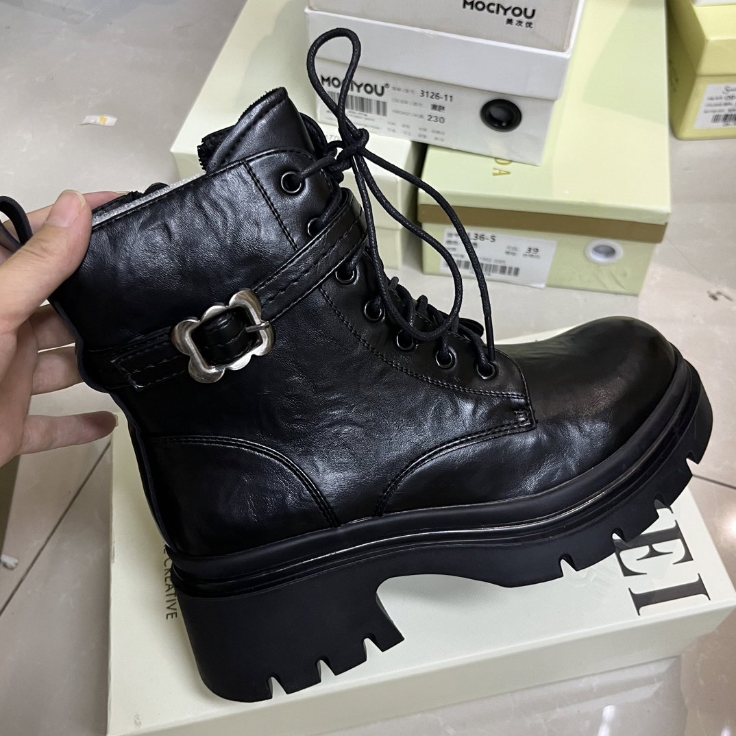 新款断码特价厚底粗跟马丁靴