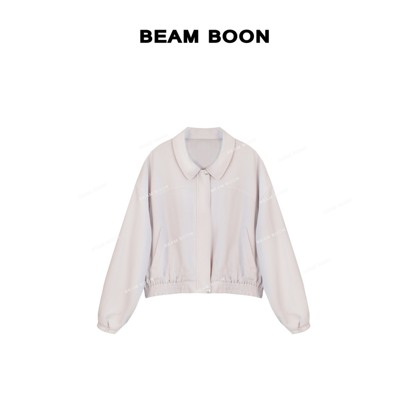 【粉雾海】高比例！减龄甜美Polo翻领多裁片宽松百搭夹克外套