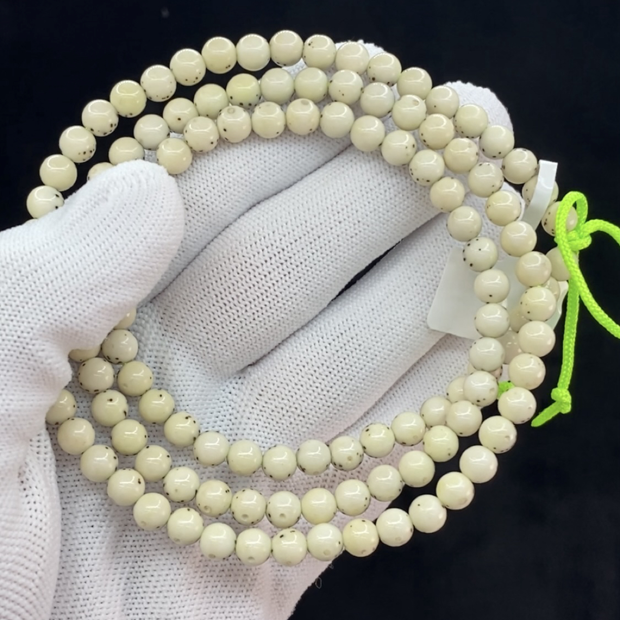 【F1088】海南原生态星月菩提手串【瓷白小珍珠】6X6，【一物一图】