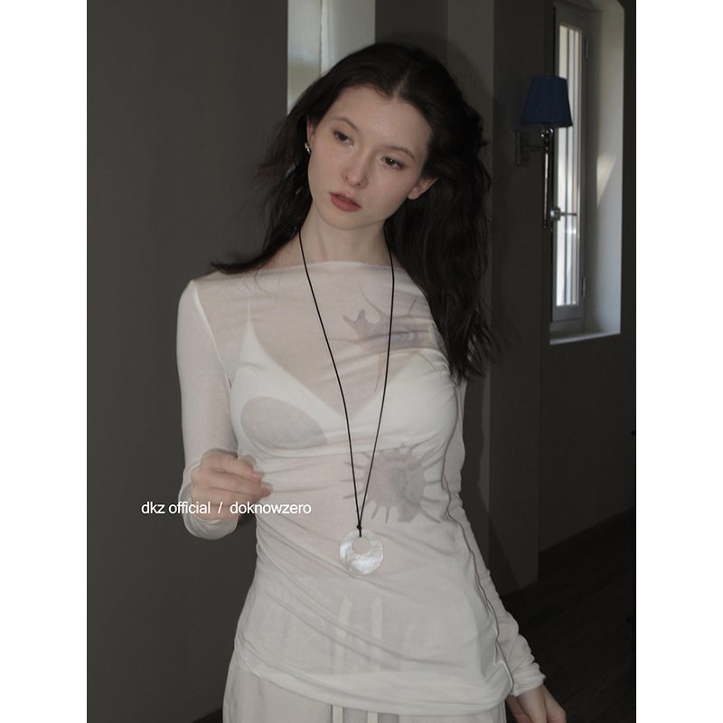 DKZ 贝壳印花天丝不对称上衣