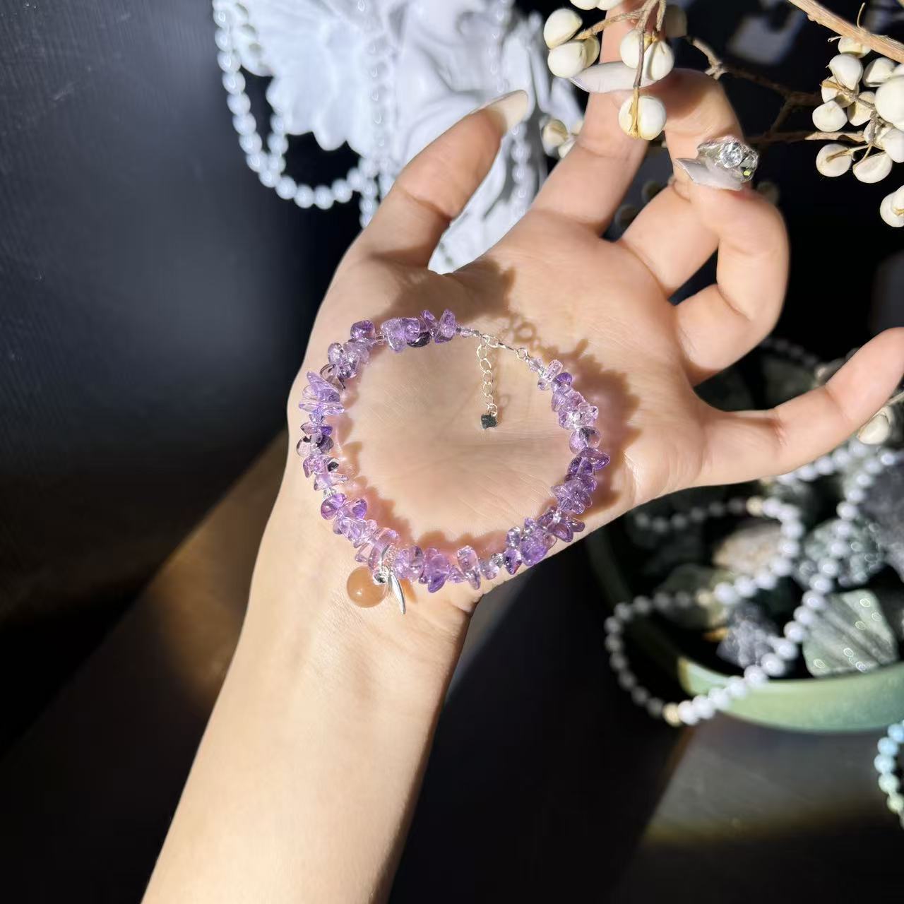 源源手作*紫凝星落手串E