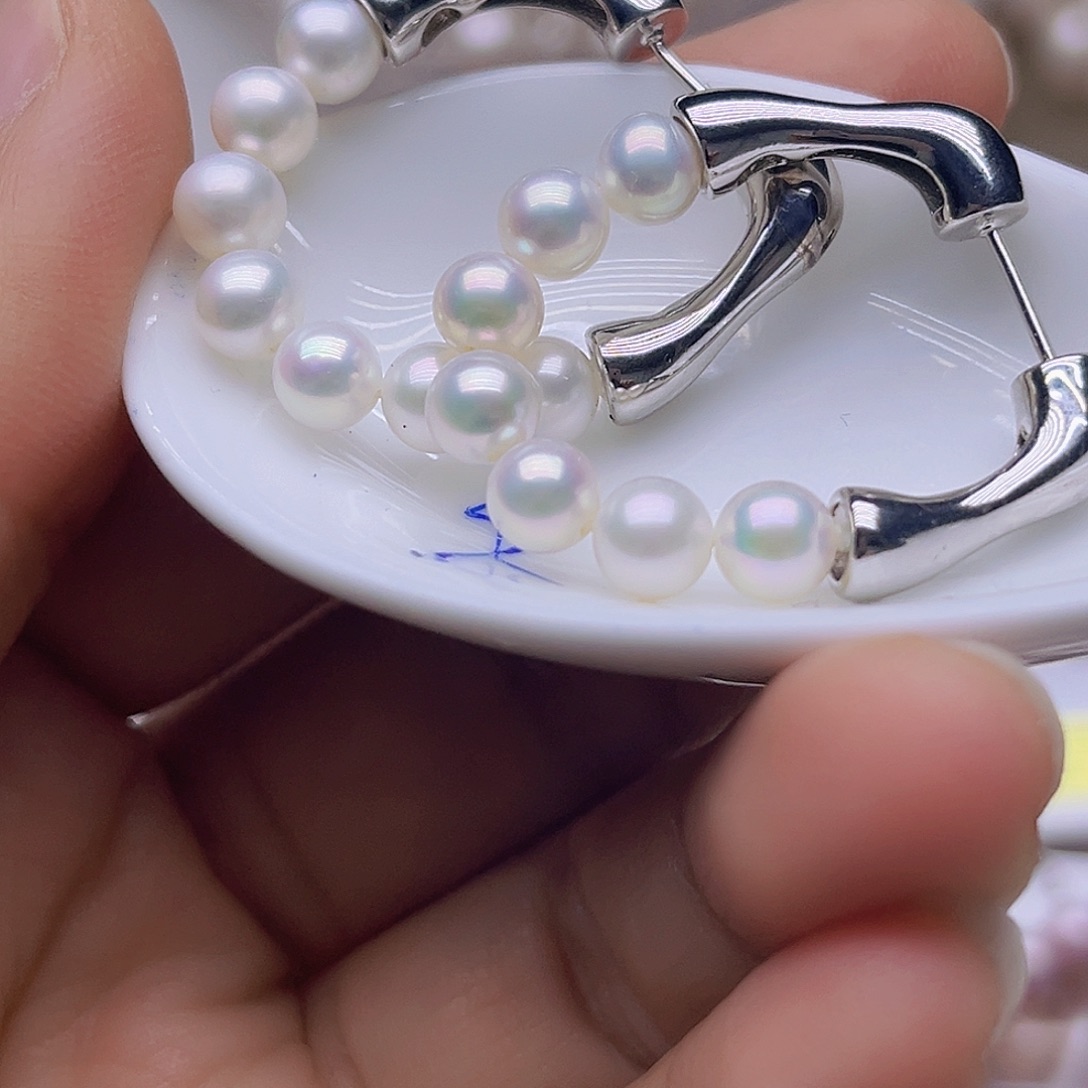 淡水珍珠银S925镶嵌吊坠或者耳钉