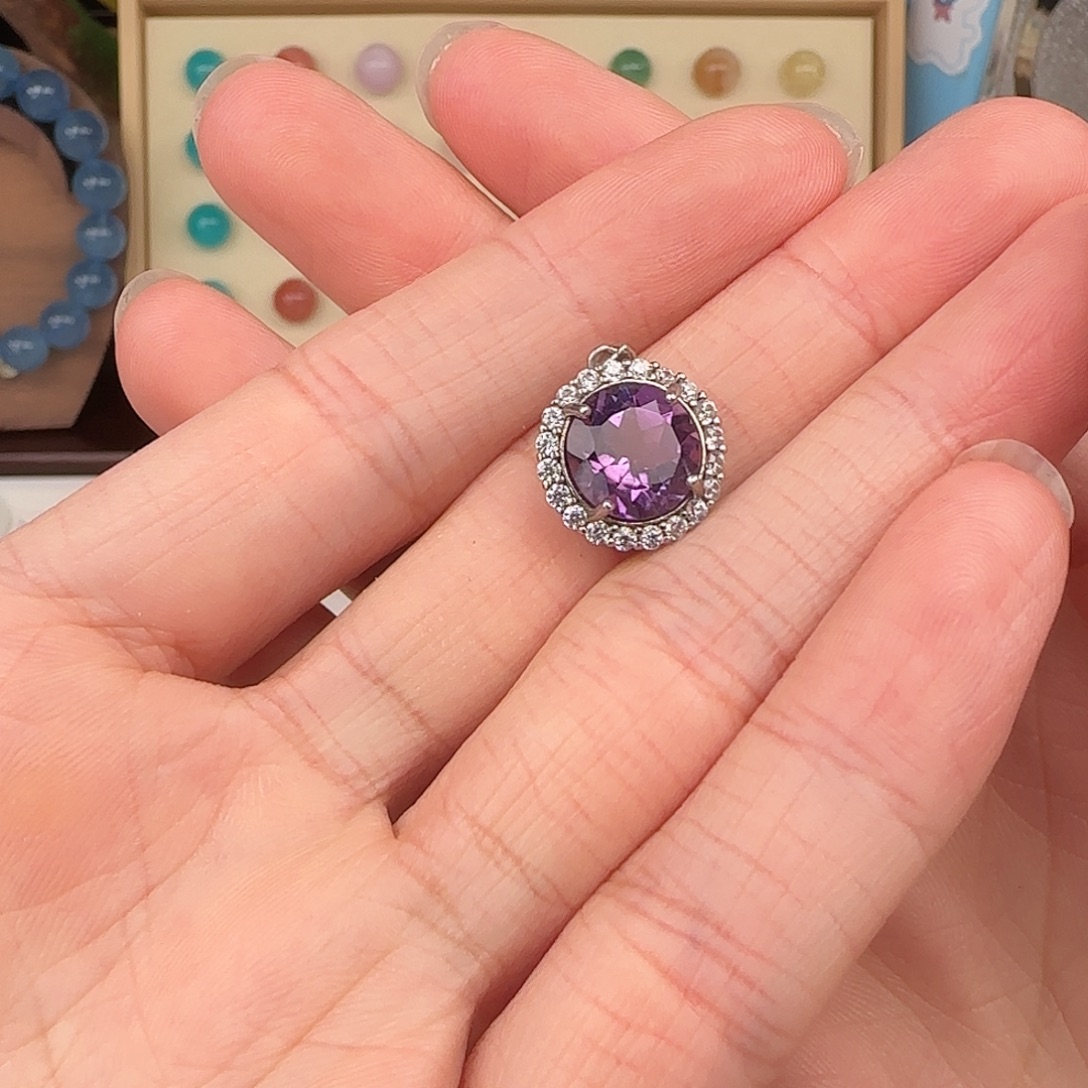 紫晶珠宝半成品银S925镶嵌紫水