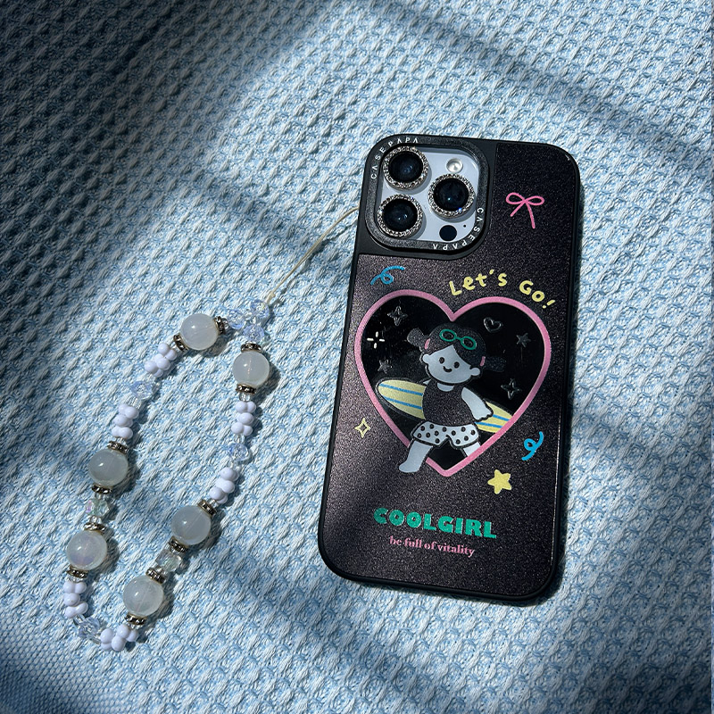 镜面滑板女孩磁吸适用苹果16promax手机壳iPhone15/14/13保护套
