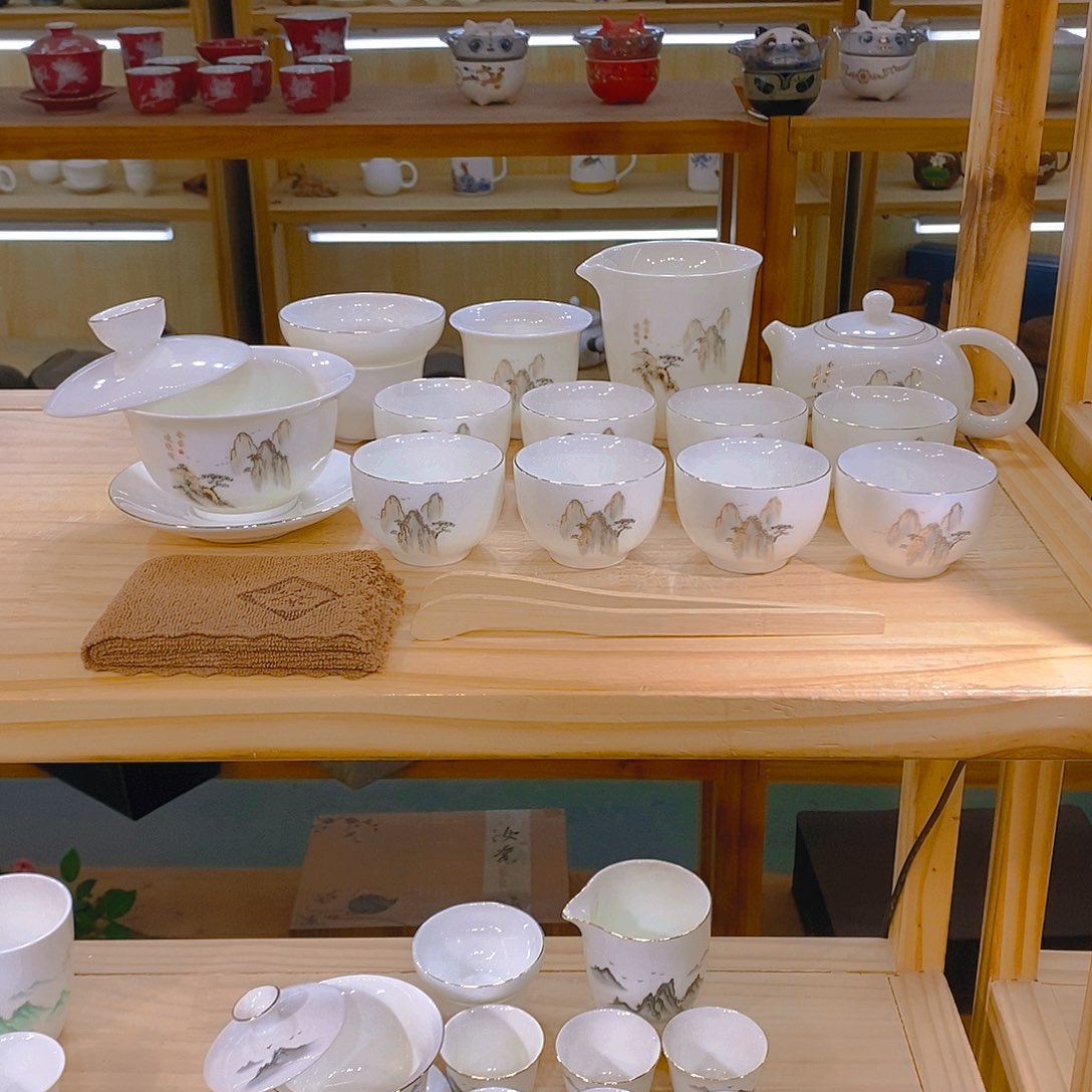 【不止】羊脂玉瓷茶具套装
