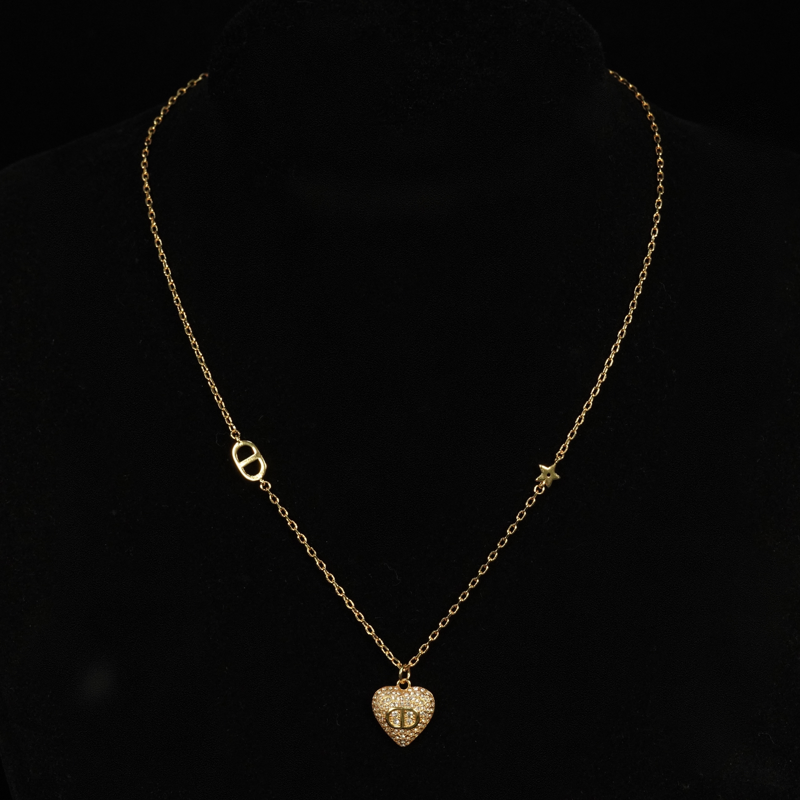 铜合金项链 【2238】项链 经典D家桃心满钻多元素百搭