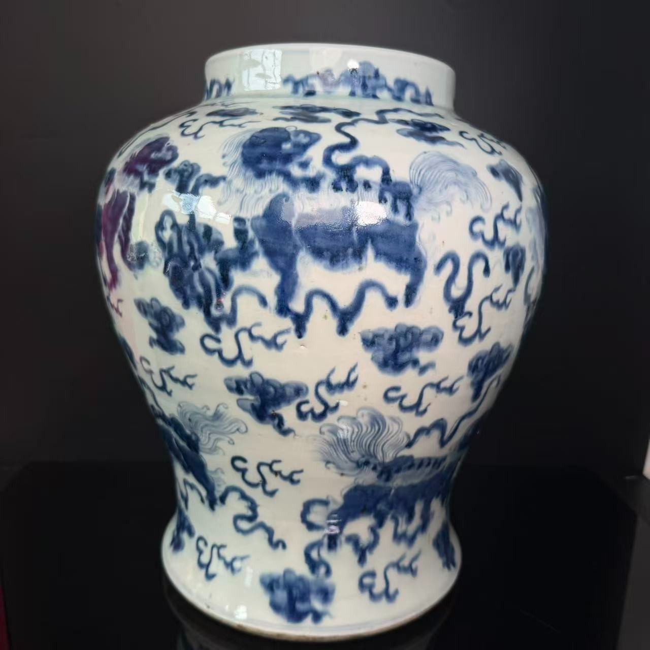 Lot93青花将军罐清代年制款37cm口径17cm-DZ11190080001076