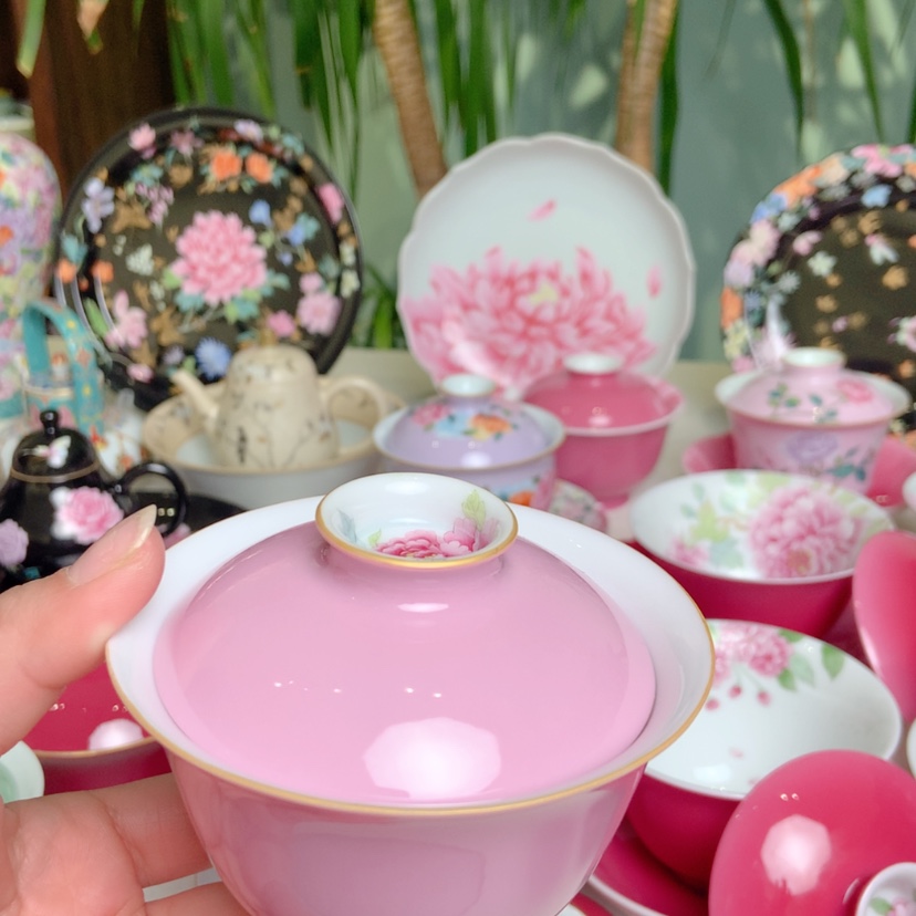 【闪购商品】宫粉盖碗景德镇陶瓷