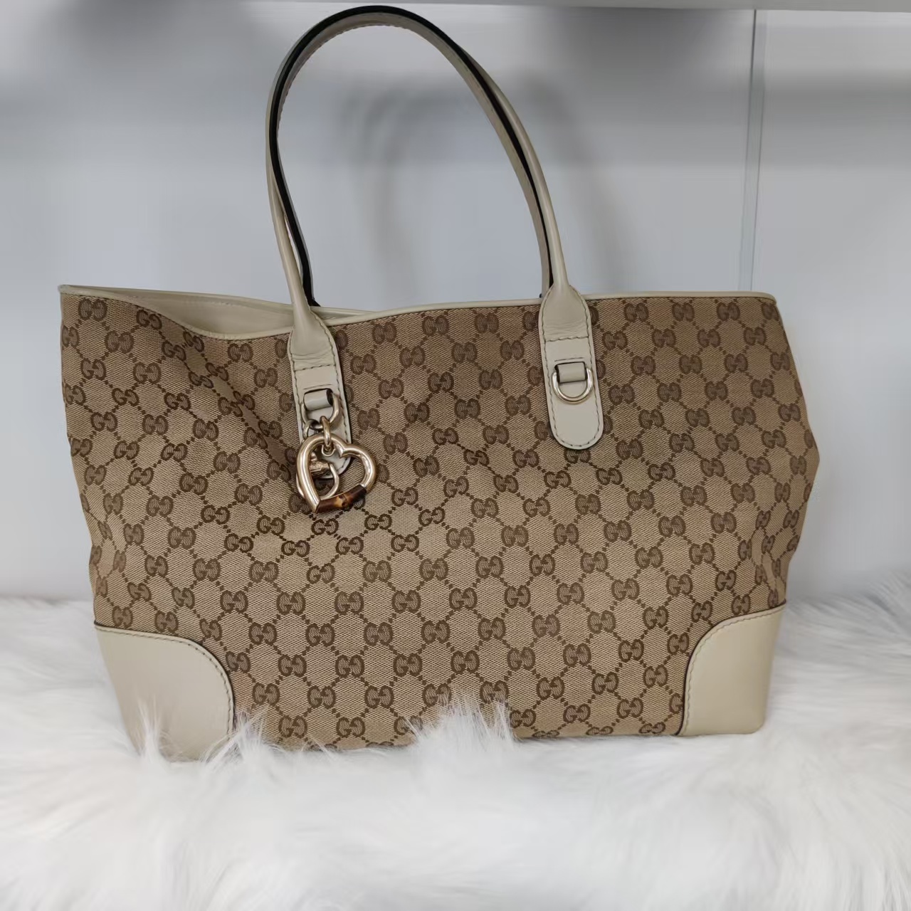 95新 GUCCI/古驰 古驰老花拼皮托特包/DS035770