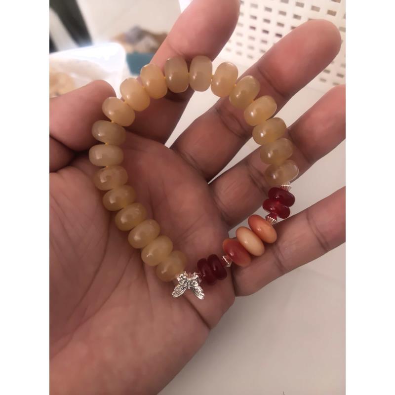 A藏区天然羊角材质算盘珠单圈手串