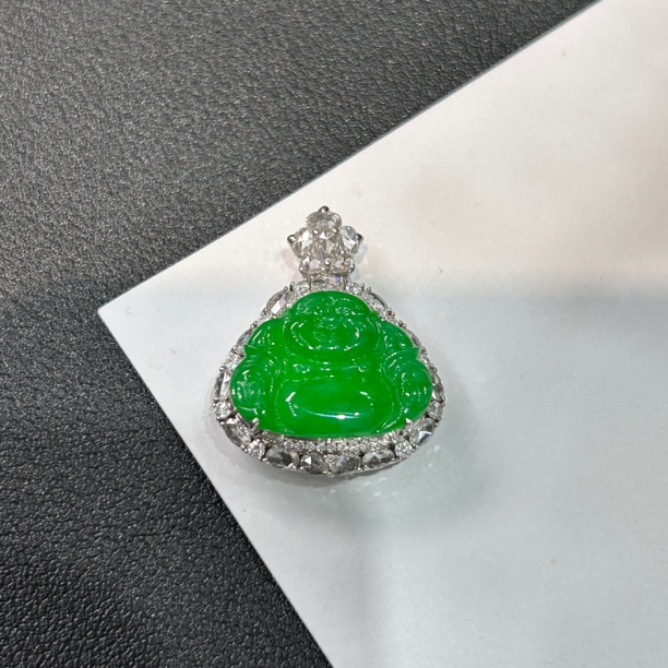 天然缅甸翡翠a货满绿佛公，48小时鉴赏期