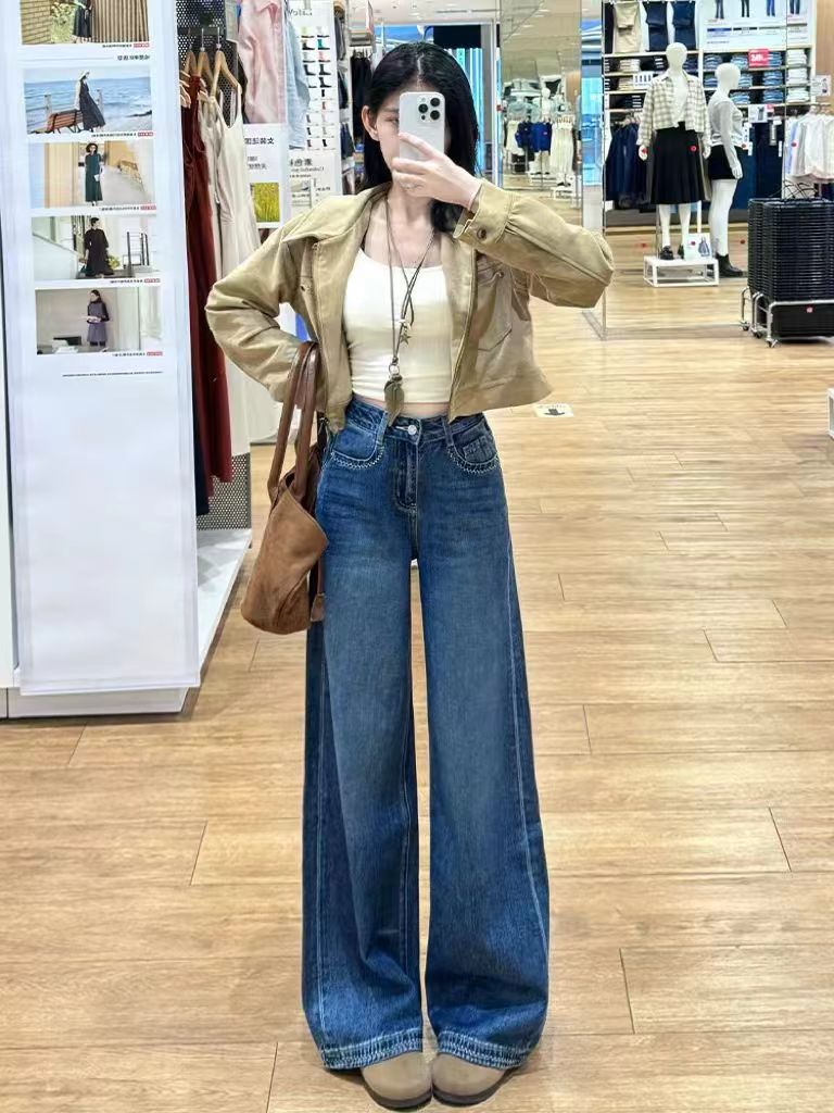 新款百搭韩版高腰牛仔裤L0199