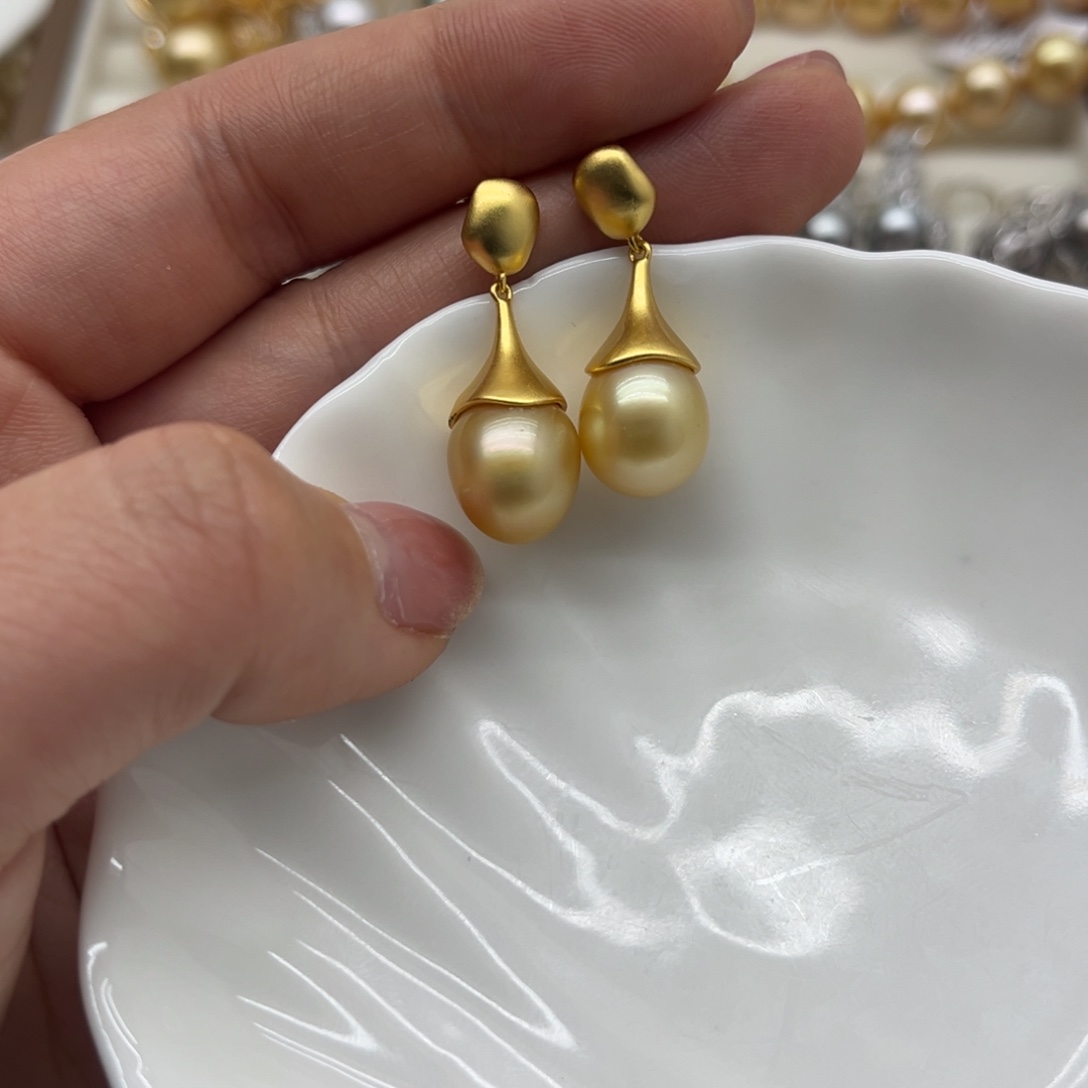 耳饰银S925镶嵌海水珍珠