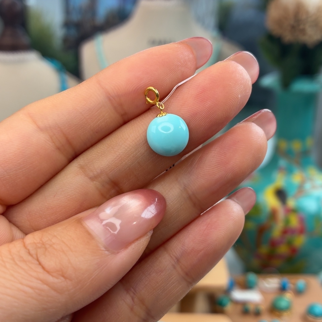 绿松石18K金镶嵌吊坠(不含链)