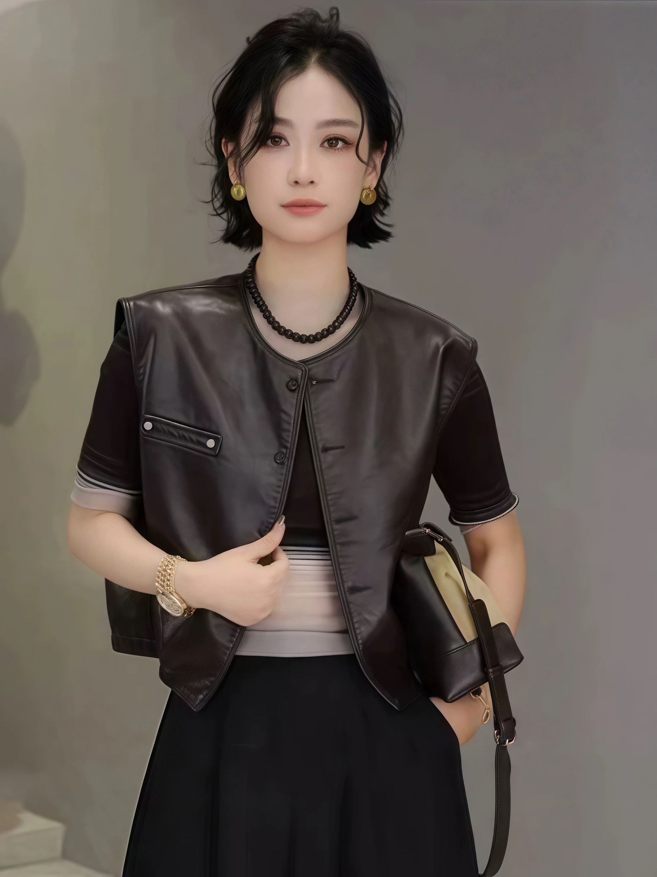 复古PU皮马甲女短款2025秋季新款韩版时尚休闲机车服坎肩马夹外套