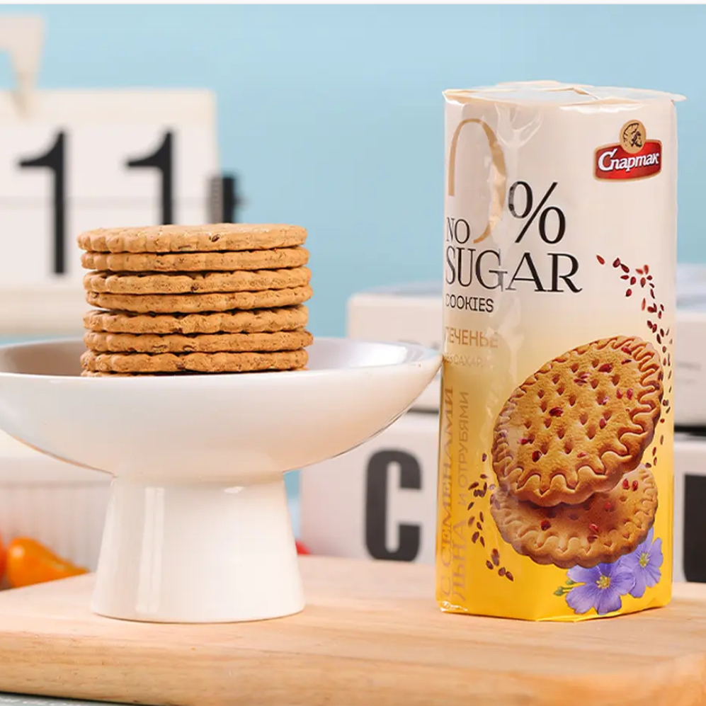 （2袋）白俄罗斯进口斯巴达克牌亚麻籽麦麸饼干150克/袋