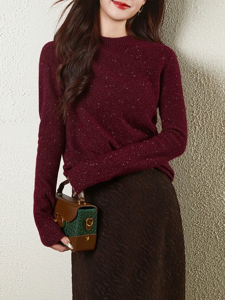 【白鲸】常规款短款针织长袖薄款毛针织衫显瘦打底衫百搭上衣2911