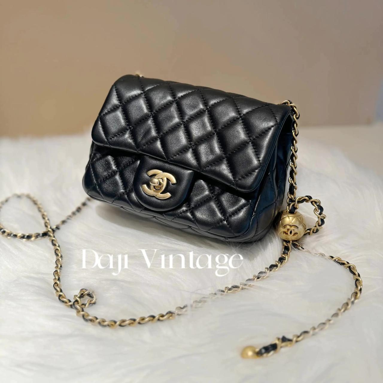 大吉中古/Chanel香奈儿黑金金球方胖子斜挎包