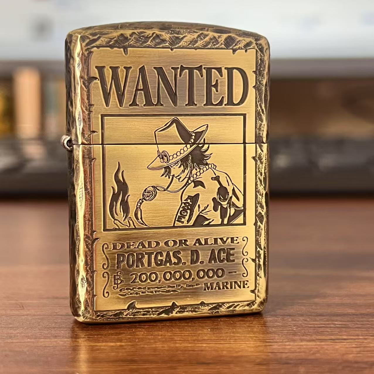 ZIPPO打火机【海贼王-艾斯通缉令】黄铜盔甲原装正品煤油防风DYJ1