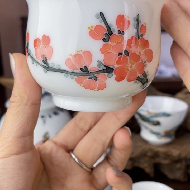 杯主人杯手绘釉下彩