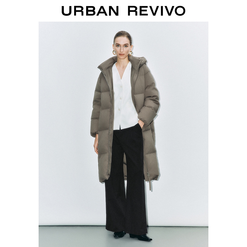 UR2025冬季新款女装休闲简约连帽绗缝长款羽绒服UWG150062