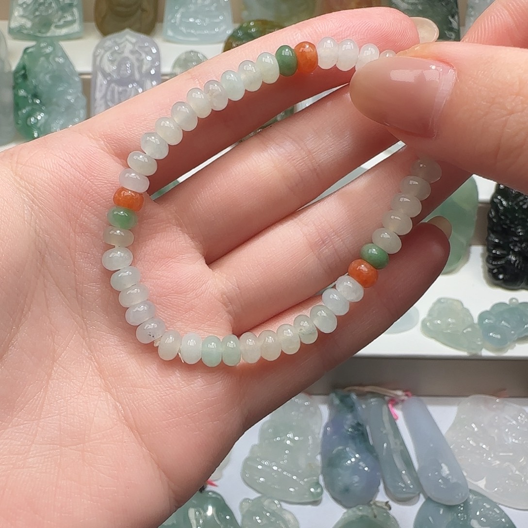 翡翠未镶嵌颈饰天然缅甸翡翠小米珠串