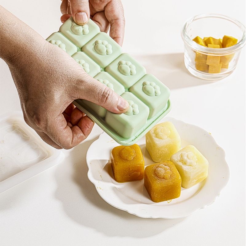 (粉色)8格肉泥辅食冰格冷冻硅胶模具