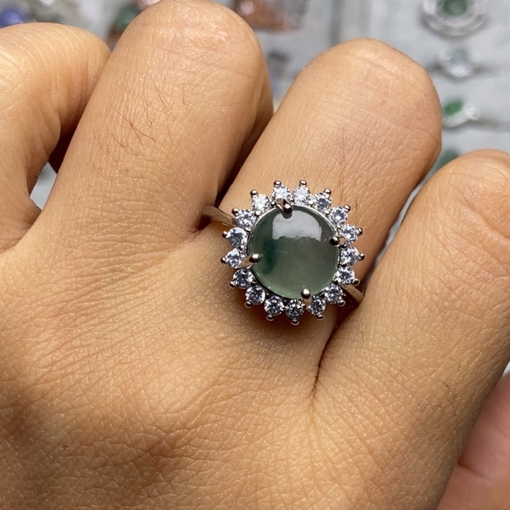 翡翠戒指银S925镶嵌戒指