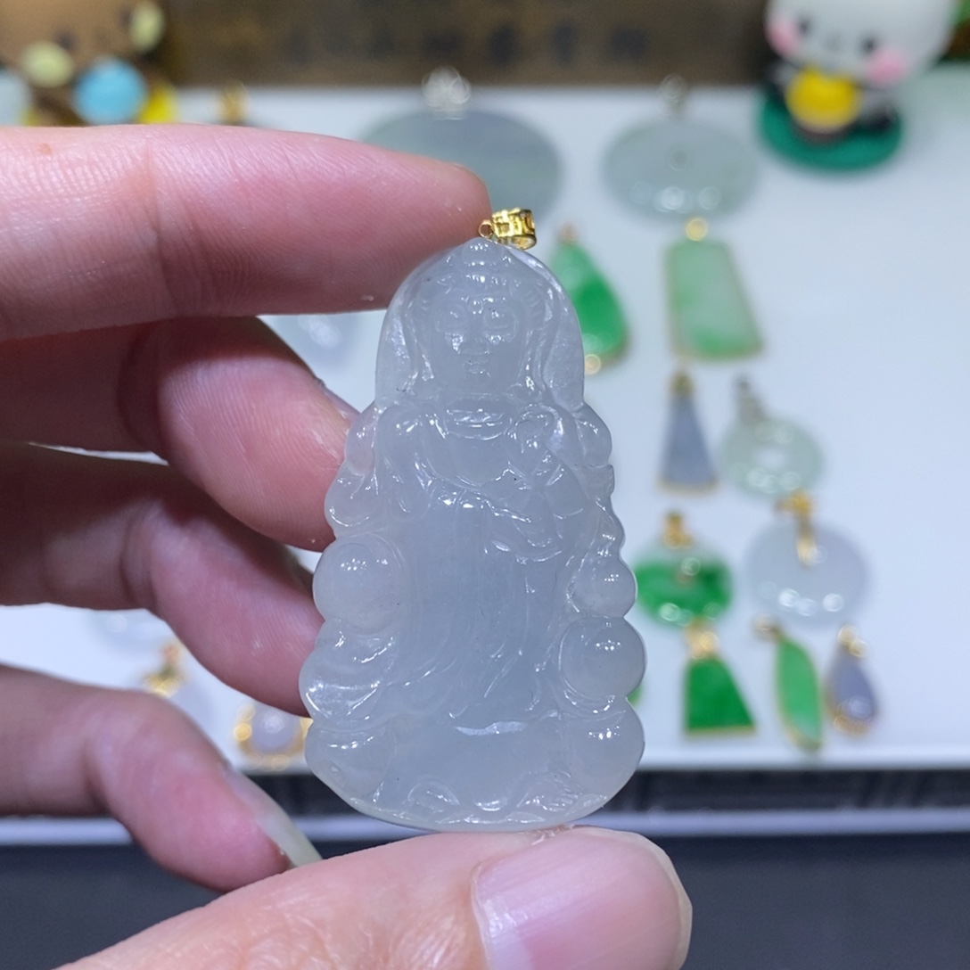 翡翠18K金镶嵌吊坠(不含链)