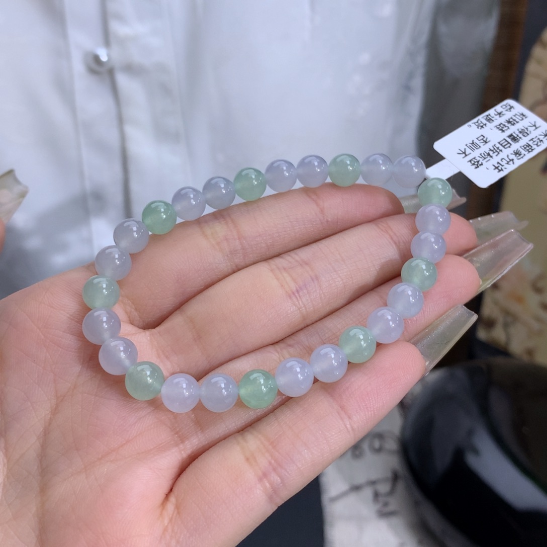 翡翠手链未镶嵌卡6.7冰胶淡紫绿