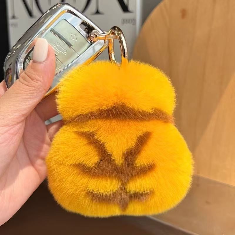 可爱獭兔毛小金袋钥匙扣挂件招财钱袋子暴富创意包包挂饰礼物