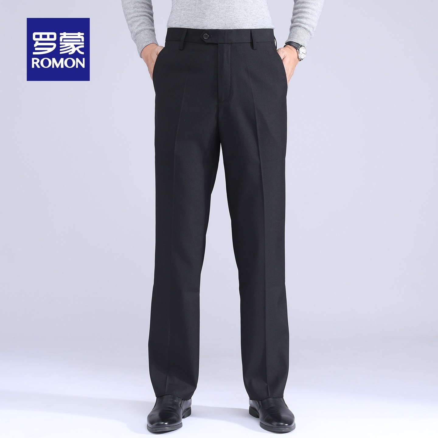 罗蒙男士商务百搭休闲裤2025秋季新款时尚简约长裤加厚保暖直筒裤