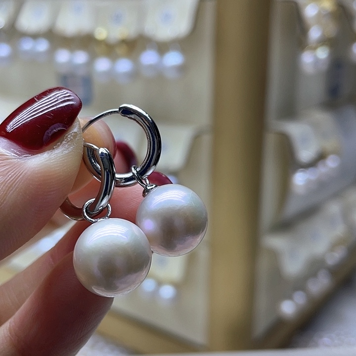 淡水珍珠耳饰银S925镶嵌