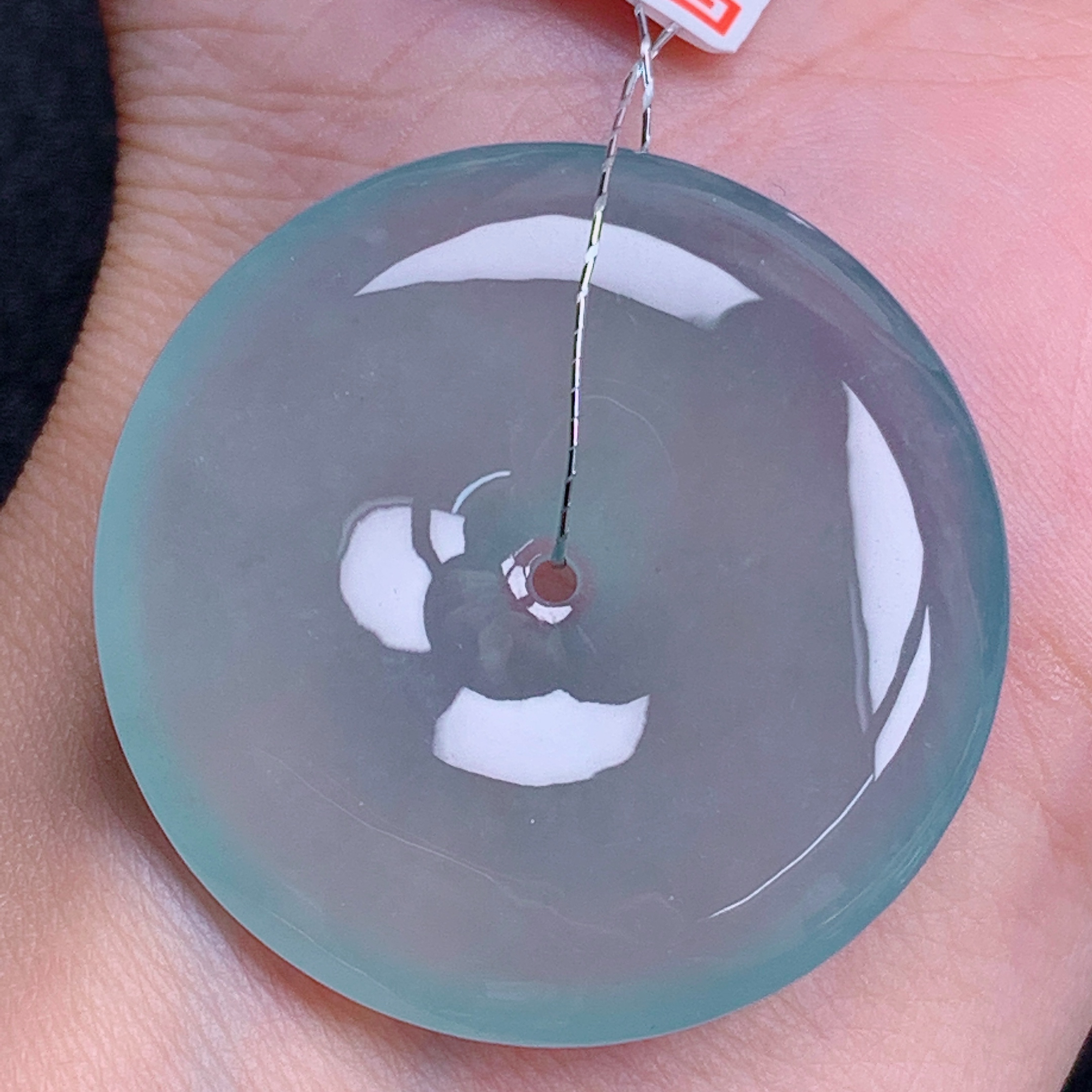 天然缅甸翡翠A货高冰飘花平安扣气质精美尺寸33.7+5.8   388