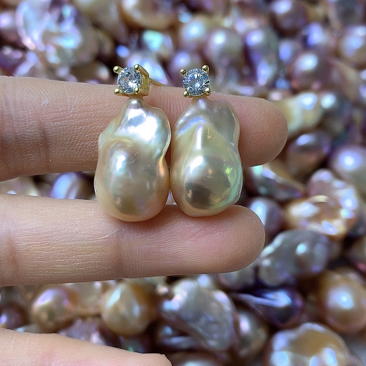 淡水珍珠耳饰银S925镶嵌