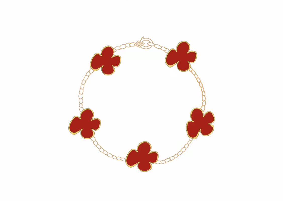 合金手链 【高定5花】好运富贵净化能量5花四叶草轻奢高级手链时尚