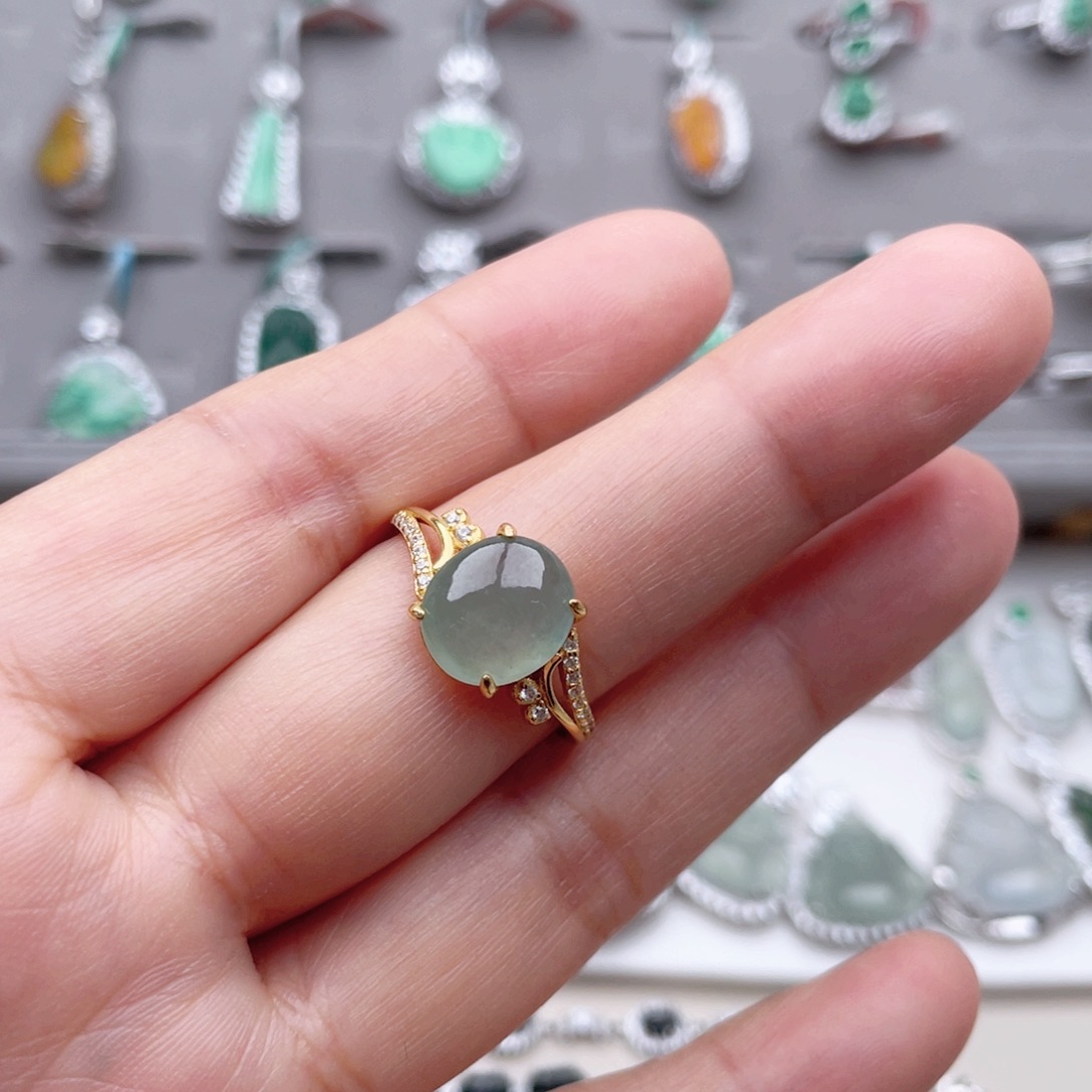 翡翠银S925镶嵌戒指