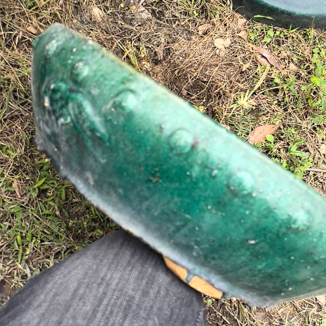 无铅玻璃通****方石湾公仔花盆一个