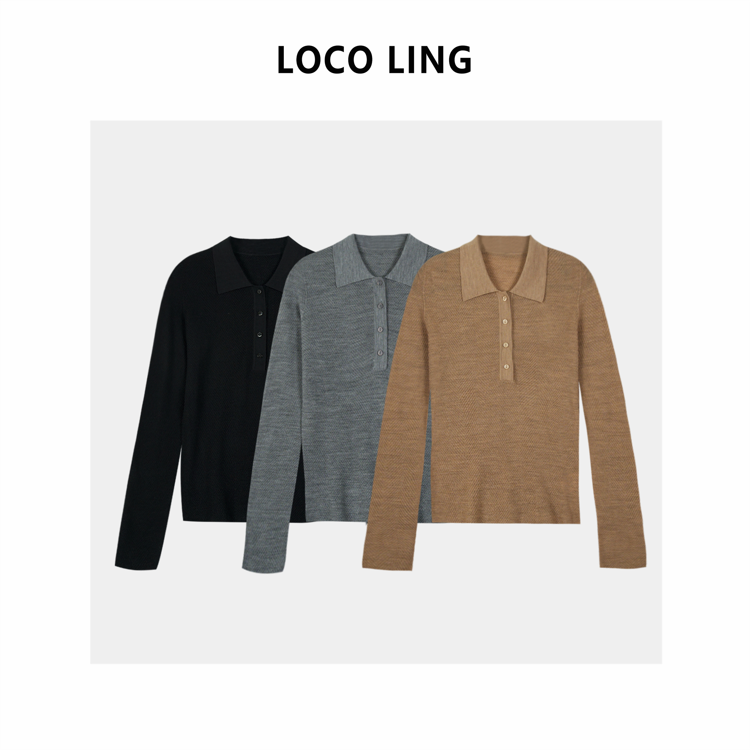 LOCO扬子纱 可机洗！德国超细100羊毛鱼骨纹打底衫毛衣上衣LODDS75