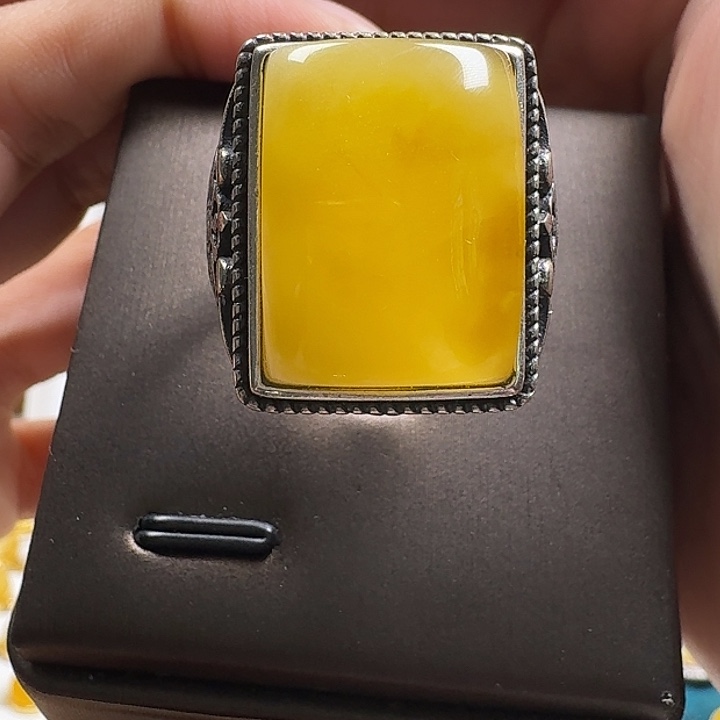 ****寶蜜蜡银S925镶嵌戒指戒指