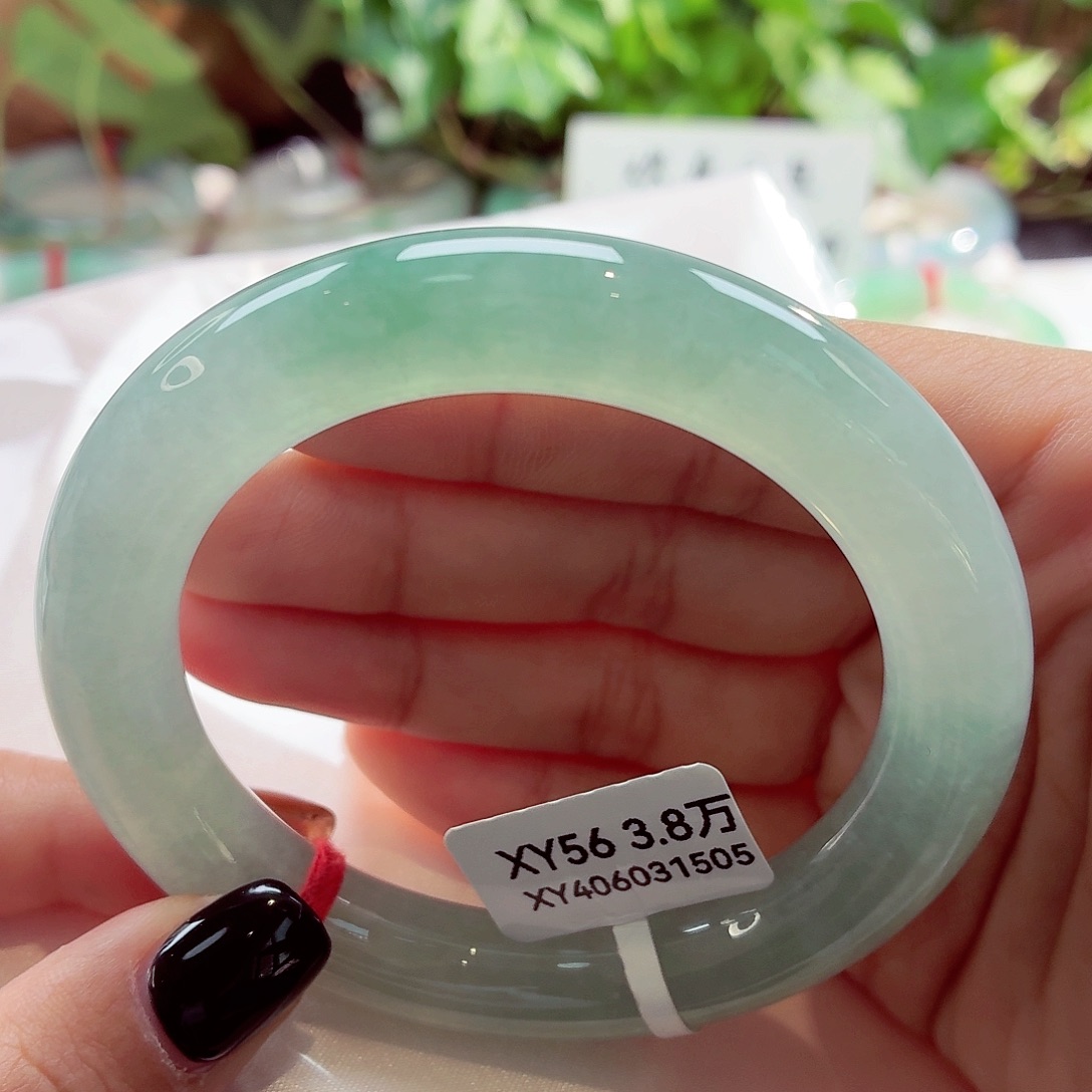 翡翠未镶嵌手镯（圆镯）冰晴绿半山水68-16