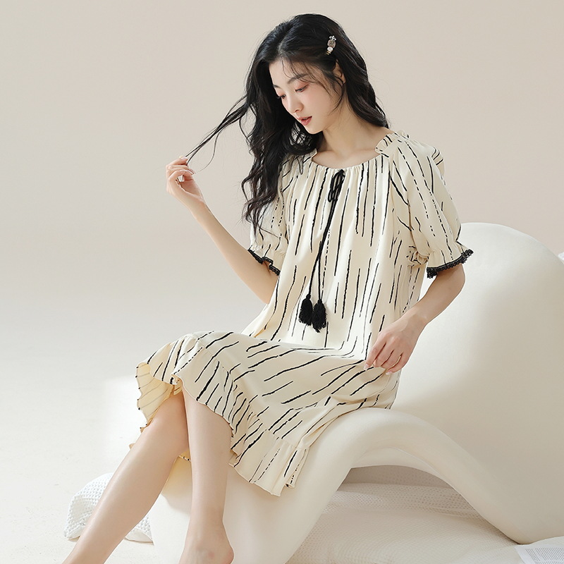 睡裙女夏季短袖薄款夏天少女连衣裙子睡衣女