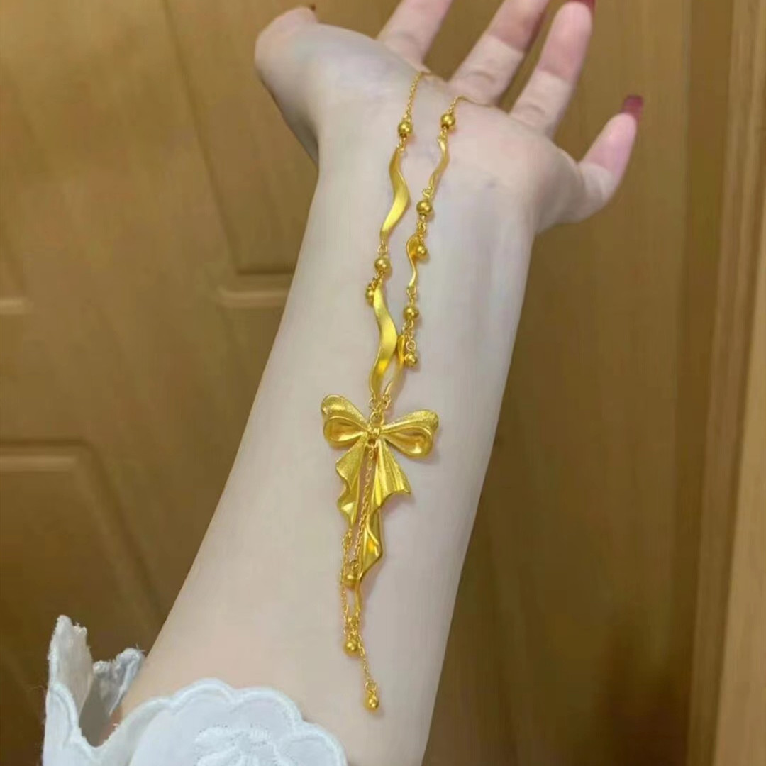 合金项链 【高端定制】新款在逃公主流苏蝴蝶结项链高级感锁骨链