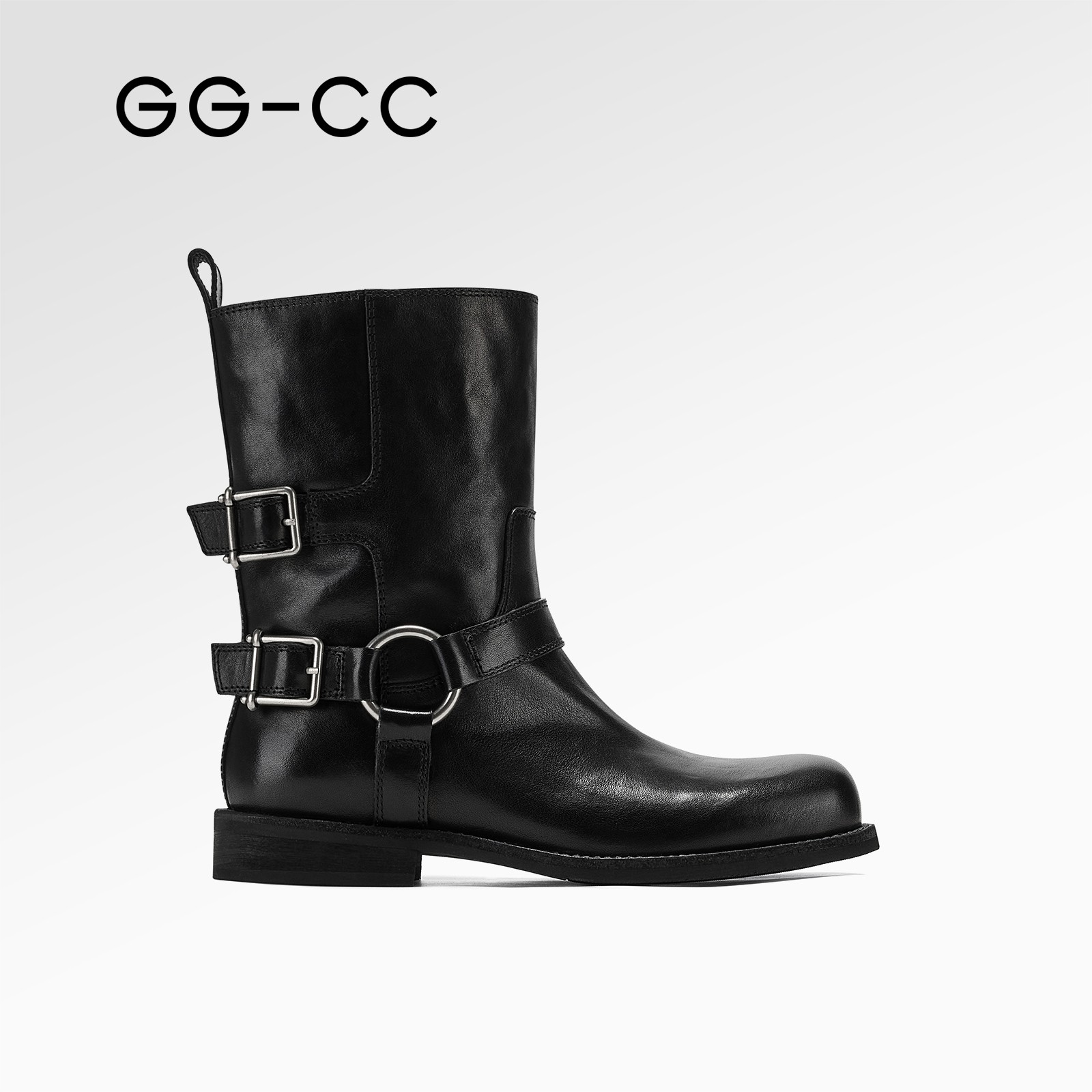 GG-CC【沙丘玫瑰】冬季新款皮带扣西部靴女粗跟百搭机车短靴2923