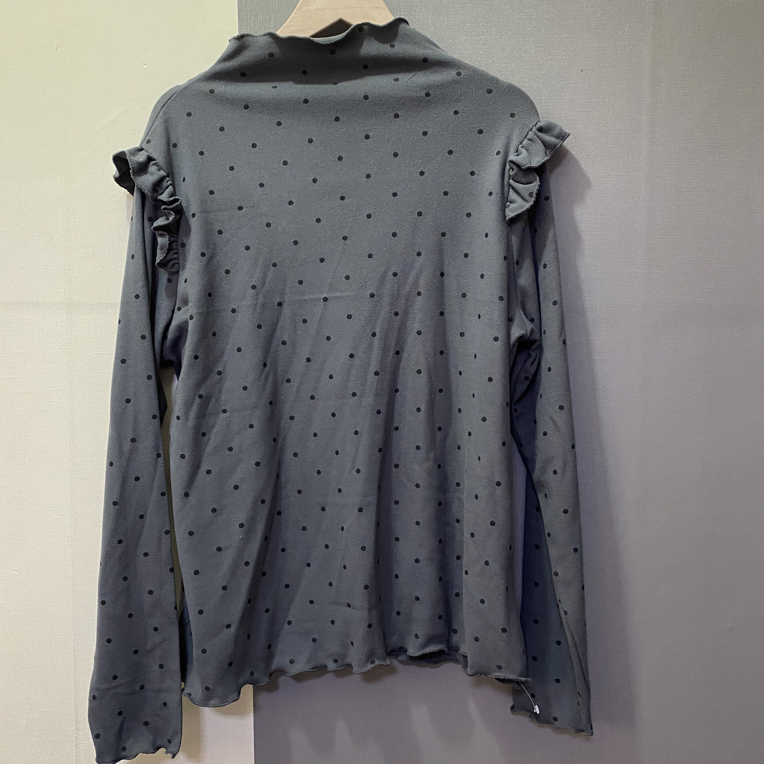 861半高领波点长袖t恤女冬季2025年新款木耳边上衣打底衫女内搭