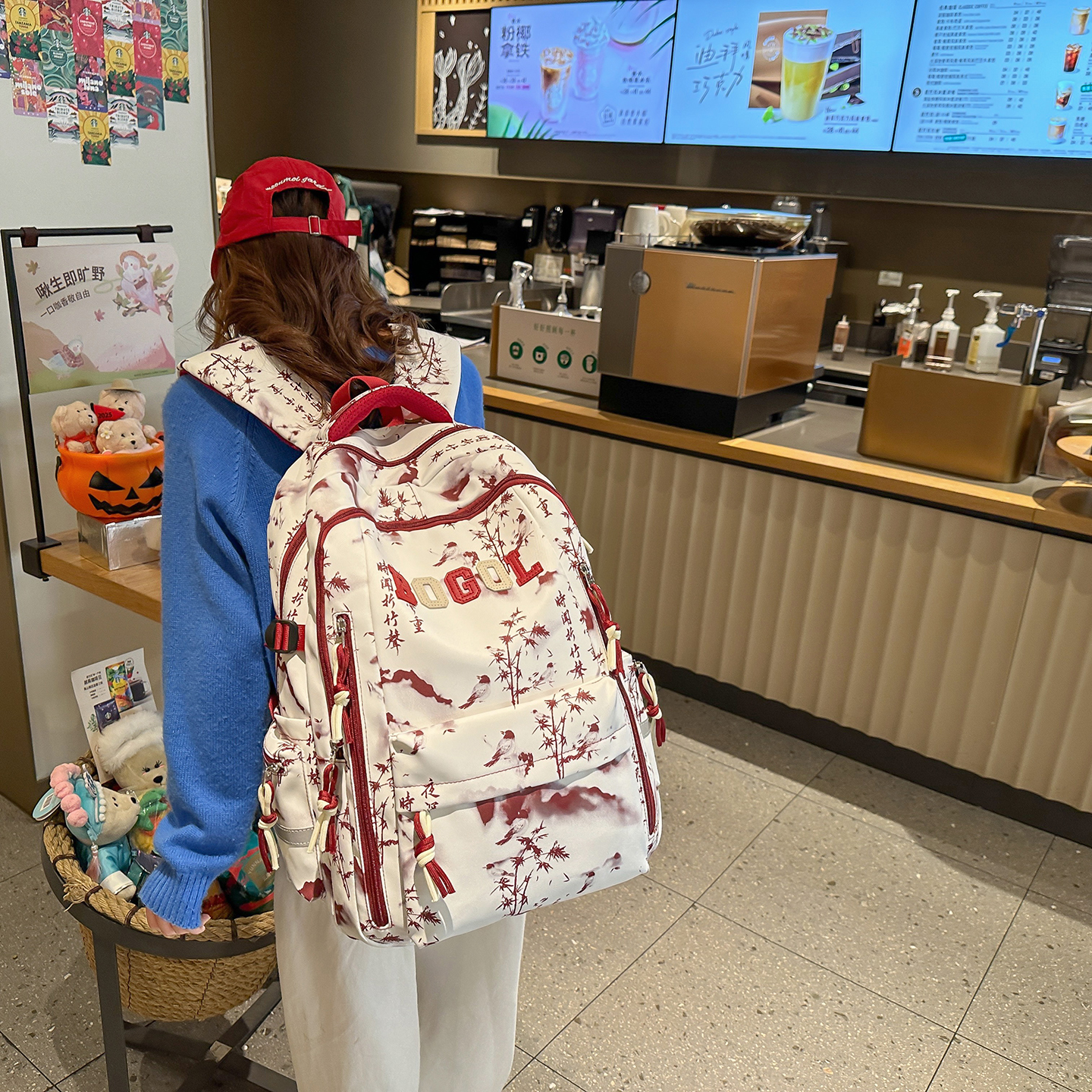 水墨国风书包女初中生高颜值减负双肩包大学生护脊高中背包男女