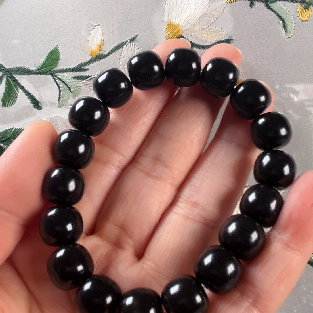 和田玉手链未镶嵌新疆和田玉墨玉老11/12