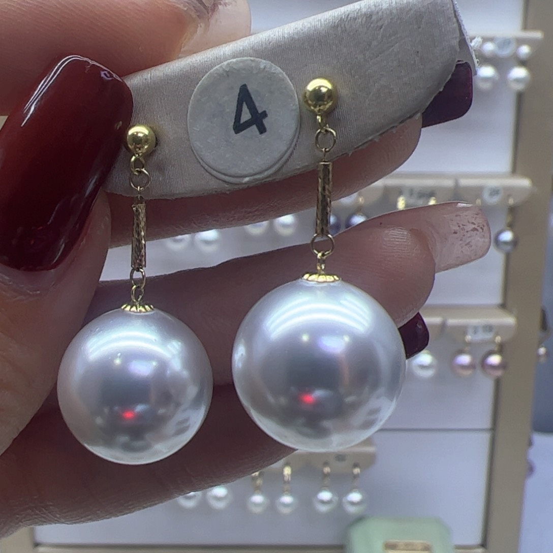 淡水珍珠耳饰18K金镶嵌